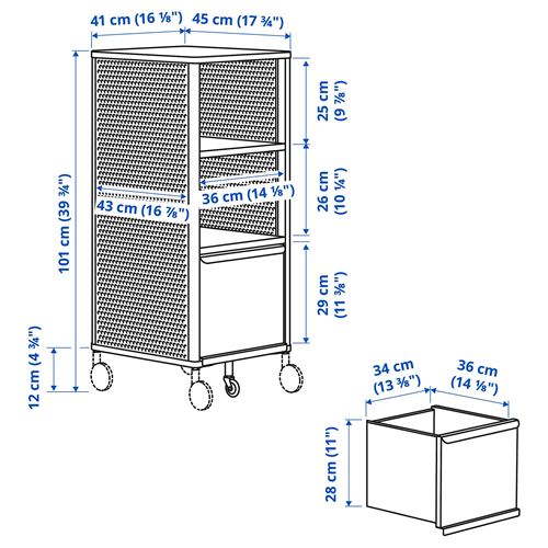 IKEA - BEKANT, ofis dolabı parçası, beyaz, 41x101 cm