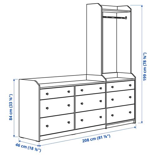 IKEA - HAUGA, dolap kombinasyonu, beyaz, 208x199 cm