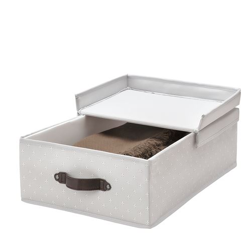 IKEA - BLADDRARE, box with lid, grey, 35x50x15 cm