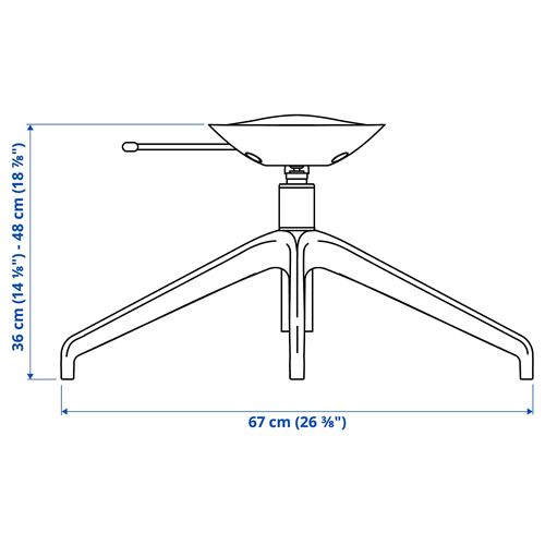 IKEA - LANGFJALL, çalışma sandalyesi iskeleti, siyah