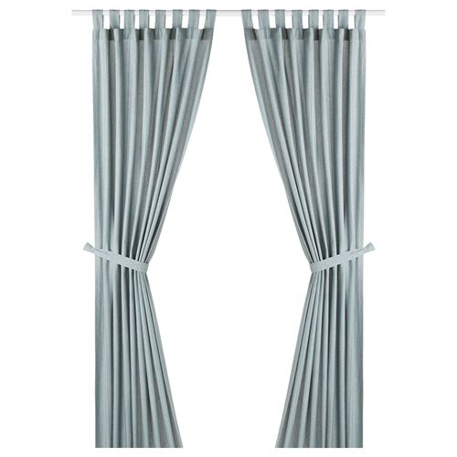 LENDA, background curtain, 1 pair, grey-turquoise, 140x300 cm