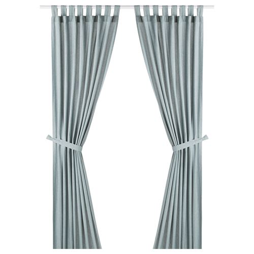 IKEA - LENDA, background curtain, 1 pair, grey-turquoise, 140x300 cm