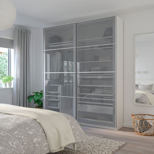 IKEA - BJÖRNÖYA, panels for sliding door frame, gray light painted effect, 100x236 cm