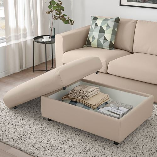 IKEA - VIMLE, pouffe with storage, hallarp beige