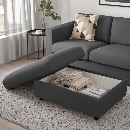 IKEA - VIMLE, pouffe with storage, hallarp grey