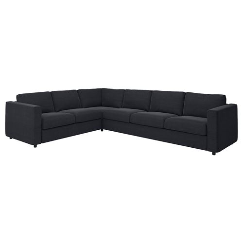 IKEA - VIMLE, 5-seat corner sofa, saxemara blue/black