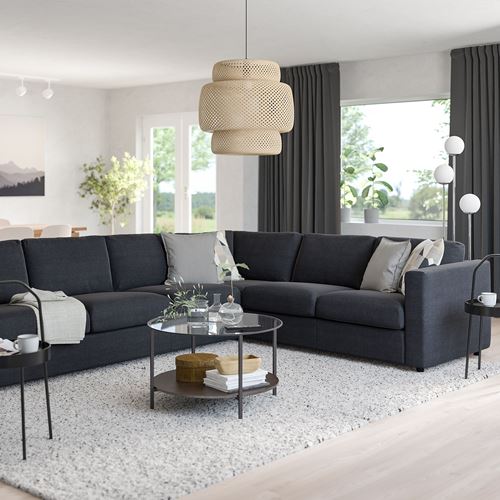 IKEA - VIMLE, 5-seat corner sofa, saxemara blue/black