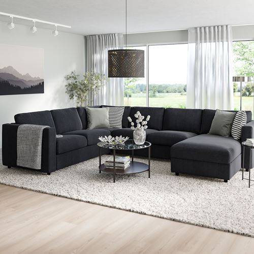 IKEA - VIMLE, 4-seat corner sofa and chaise longue, saxemara blue/black