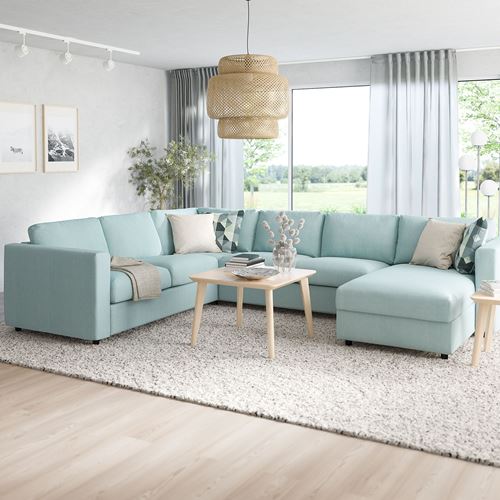 IKEA - VIMLE, 4-seat corner sofa and chaise longue, saxemara light blue