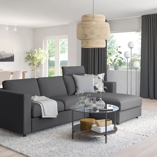 IKEA - VIMLE, 2-seat sofa and chaise longue, hallarp grey