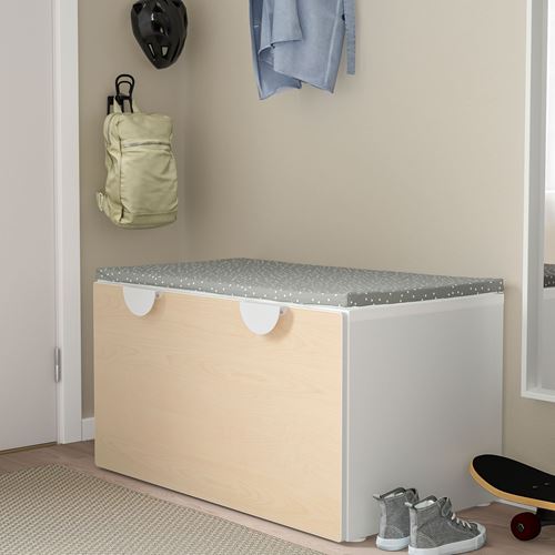 IKEA - SMASTAD, storage unit-bench, white/birch, 90x50x48 cm