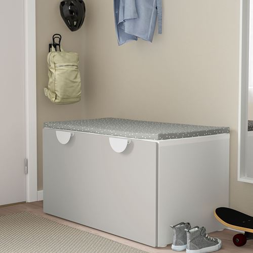 IKEA - SMASTAD, storage unit-bench, white/grey, 90x50x48 cm