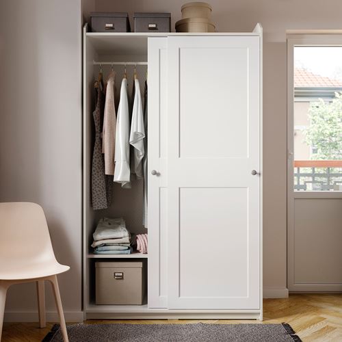 IKEA - HAUGA, sliding wardrobe, white, 118x55x199 cm