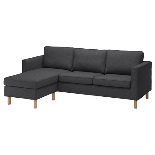 IKEA - PARUP, 2-seat sofa and chaise longue cover, gunnared dark grey