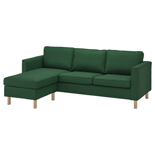 IKEA - PARUP, 3-seat sofa with chaise longue cover, vissle dark green