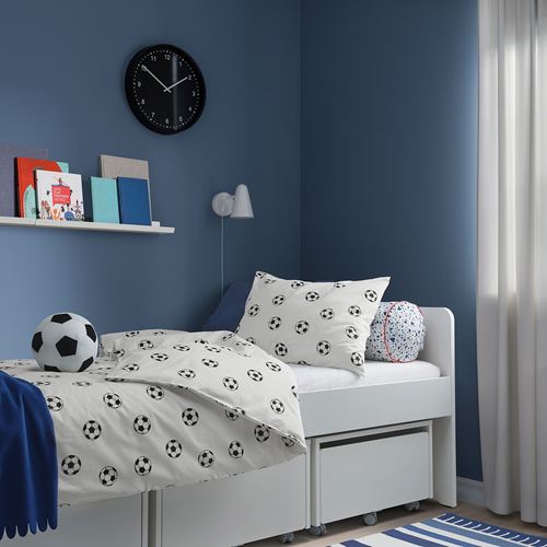 IKEA - SPORTSLIG, kids' bedding set, white/black, 150x200/50x60 cm