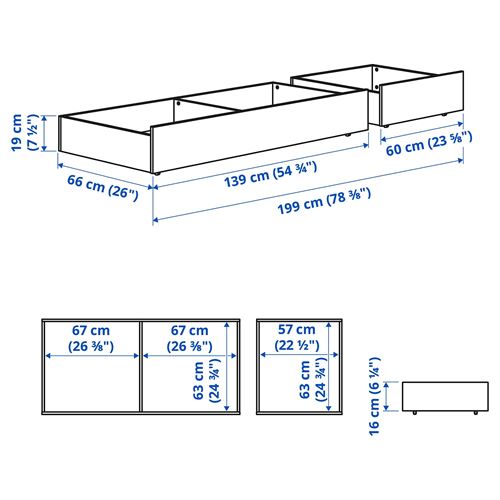 IKEA - HEMNES, bedside drawer, white varnish, 200 cm