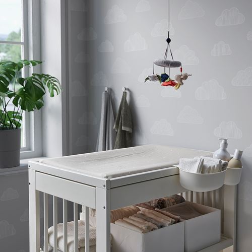 IKEA - VADRA, cover for babycare mat, white/grey, 48x74 cm