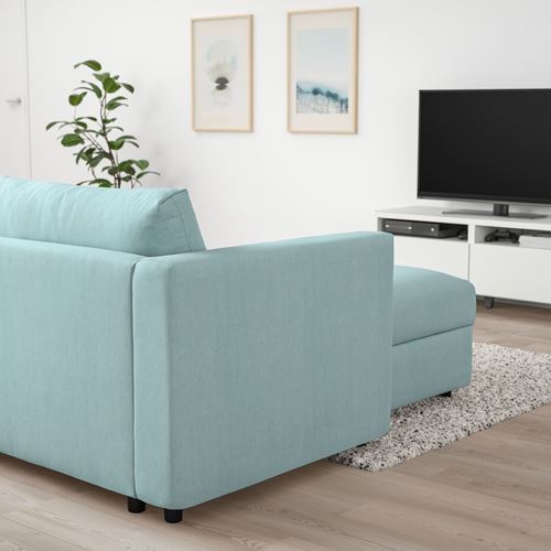 IKEA - VIMLE, 4-seat corner sofa and chaise longue, saxemara light blue