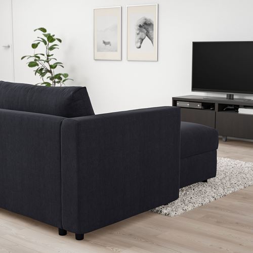 IKEA - VIMLE, 3-seat sofa and chaise longue, saxemara blue/black