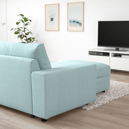 IKEA - VIMLE, 3-seat sofa and chaise longue, saxemara light blue