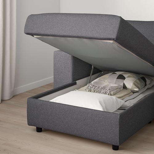 IKEA - VIMLE, corner sofa-bed with storage, Gunnared medium grey