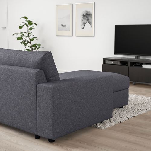 IKEA - VIMLE, 3-seat sofa and chaise longue, Gunnared medium grey