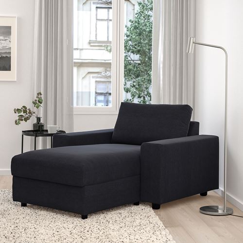 IKEA - VIMLE, chaise longue, saxemara blue/black