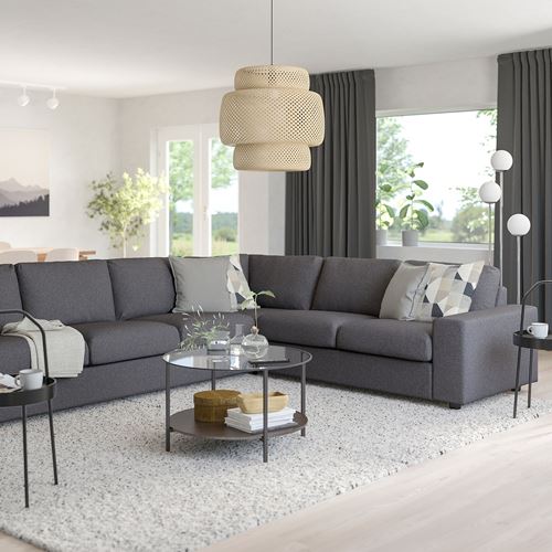 IKEA - VIMLE, 5-seat corner sofa, Gunnared medium grey