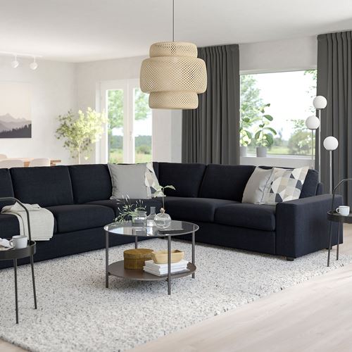 IKEA - VIMLE, 5-seat corner sofa, saxemara blue/black