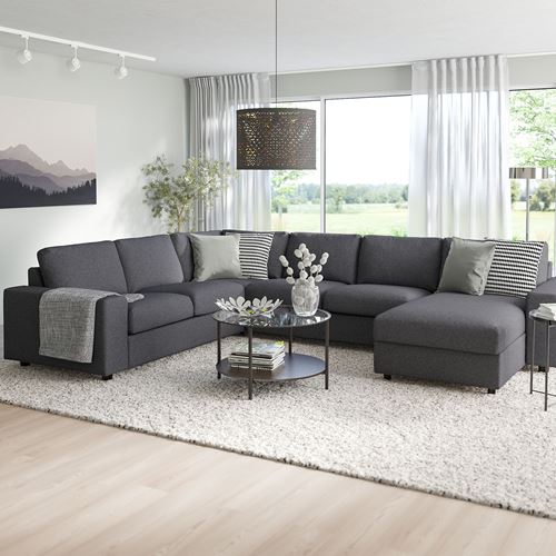 IKEA - VIMLE, 4-seat corner sofa and chaise longue, Gunnared medium grey