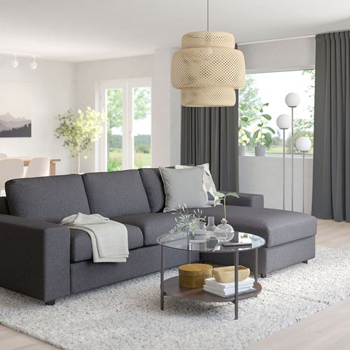 IKEA - VIMLE, 2-seat sofa and chaise longue, Gunnared medium grey