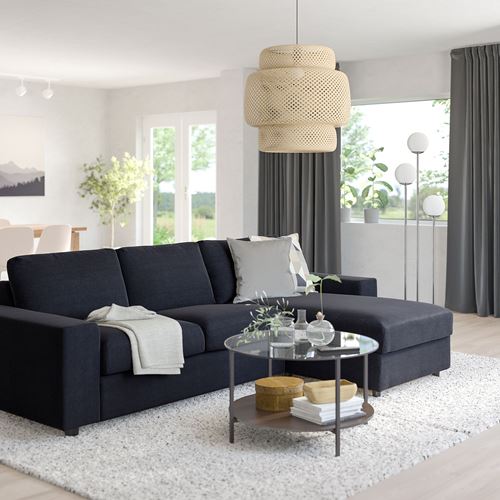 IKEA - VIMLE, 2-seat sofa and chaise longue, saxemara blue/black