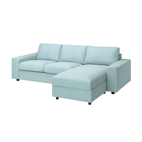 IKEA - VIMLE, 2-seat sofa and chaise longue, saxemara light blue