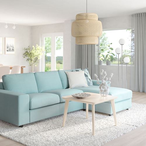 IKEA - VIMLE, corner sofa-bed with storage, saxemara light blue