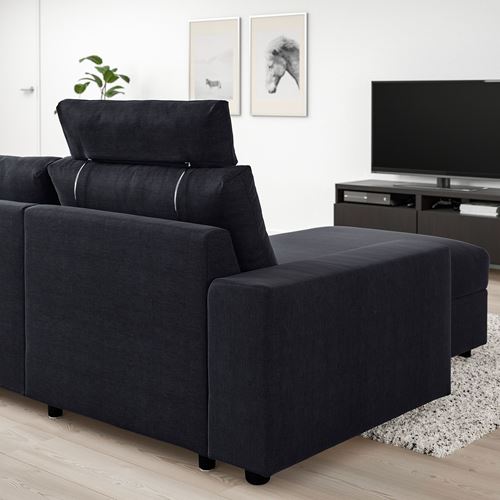 IKEA - VIMLE, 2-seat sofa and chaise longue, saxemara blue/black