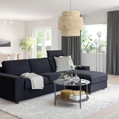 IKEA - VIMLE, 2-seat sofa and chaise longue, saxemara blue/black