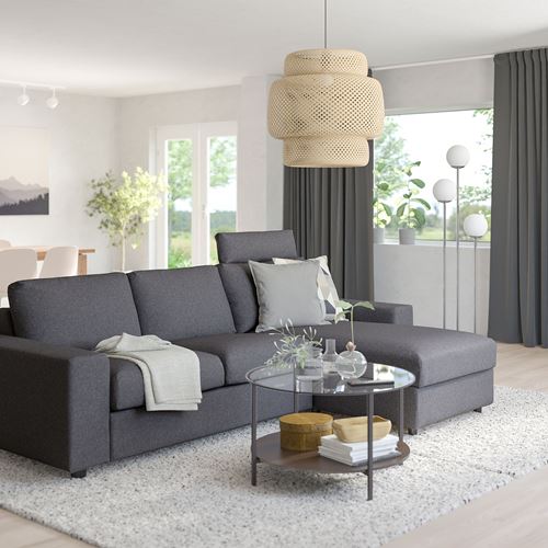 IKEA - VIMLE, 2-seat sofa and chaise longue, Gunnared medium grey