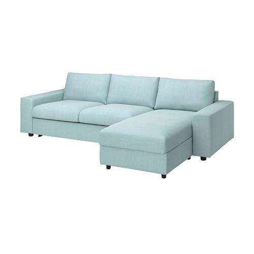 IKEA - VIMLE, corner sofa-bed with storage, saxemara light blue