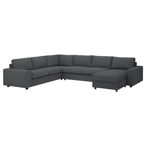 IKEA - VIMLE, 4-seat corner sofa bed and chaise longue, hallarp grey