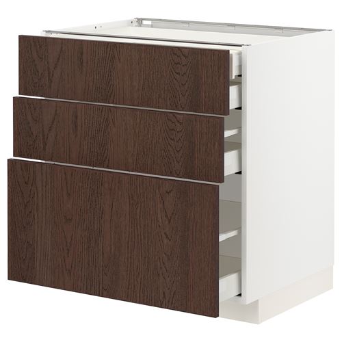 IKEA - METOD/MAXIMERA, base cabinet with drawers, SINARP brown, 80x60 cm