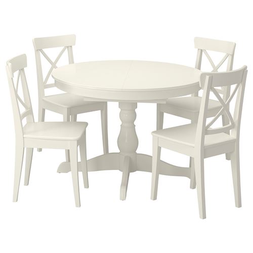 IKEA - INGATORP/INGOLF, dining set, white, 4 chairs