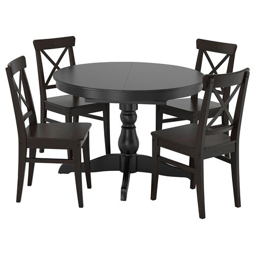 IKEA - INGATORP/INGOLF, dining set, black, 4 chairs