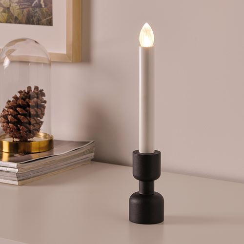 IKEA - STRALA, LED candelabra, black, 28 cm