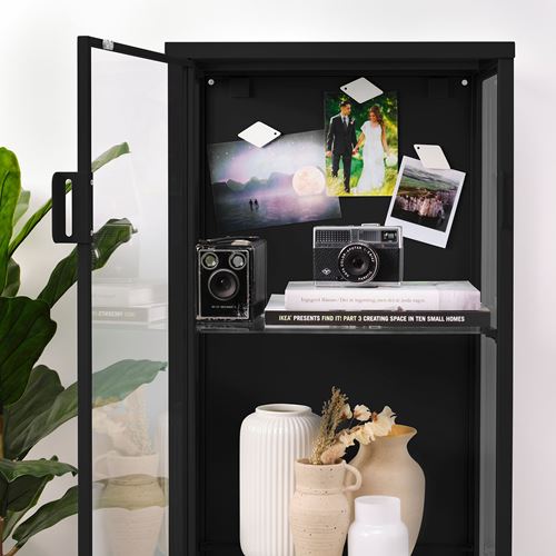 IKEA - RUDSTA, glass-door cabinet, anthracite, 42x37x155 cm