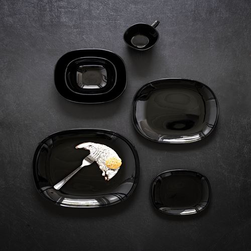 IKEA - BACKIG, plate set, black, 25x25 cm