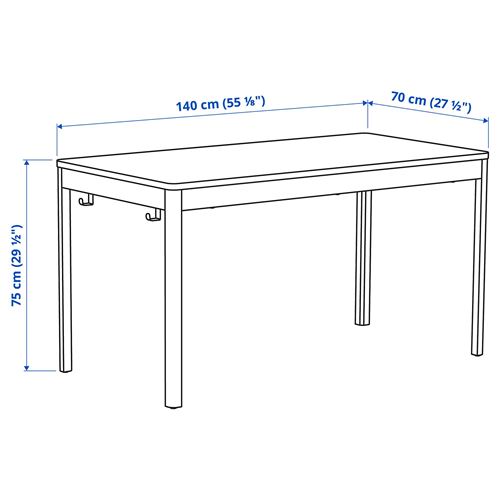 IKEA - IDASEN, çalışma masası, siyah-koyu gri, 140x70x75 cm