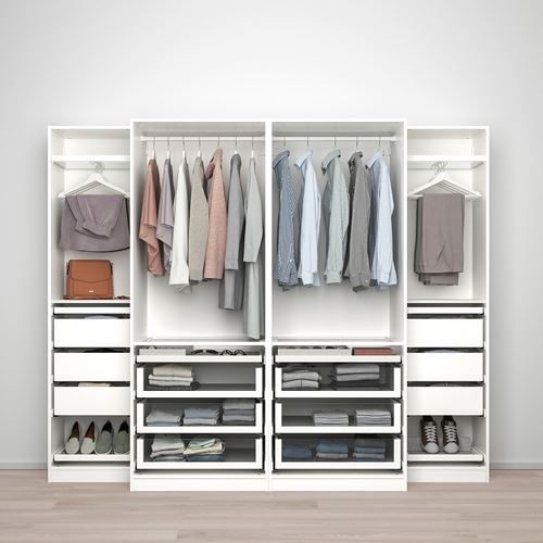 IKEA - PAX/GRIMO, PAX sliding door wardrobe, white, 250x66x201 cm