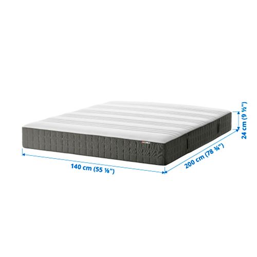 IKEA - HÖVAG, double bed mattress, dark grey, 140x200 cm