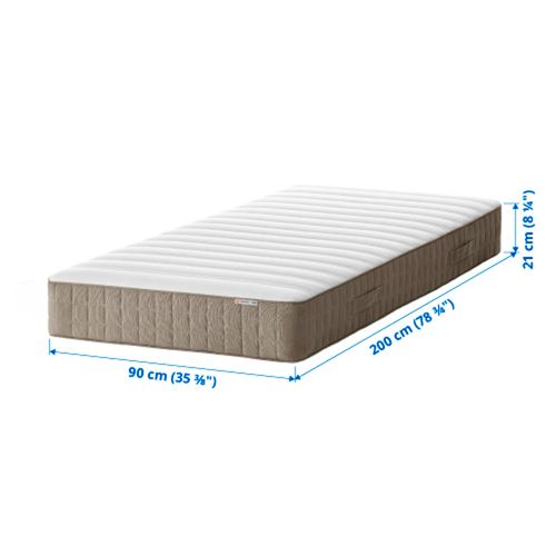IKEA - HAMARVIK, single bed mattress, dark beige, 90x200 cm